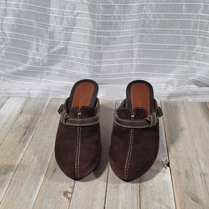Cole Haan Brown Suede Wedge  Mule Clogs